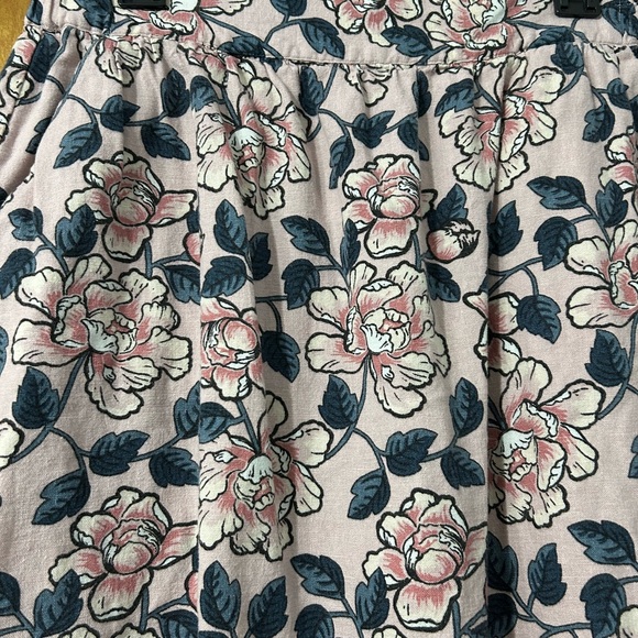 LOFT Pink Floral Circle Skirt with Navy Leaves - Picture 2 of 4